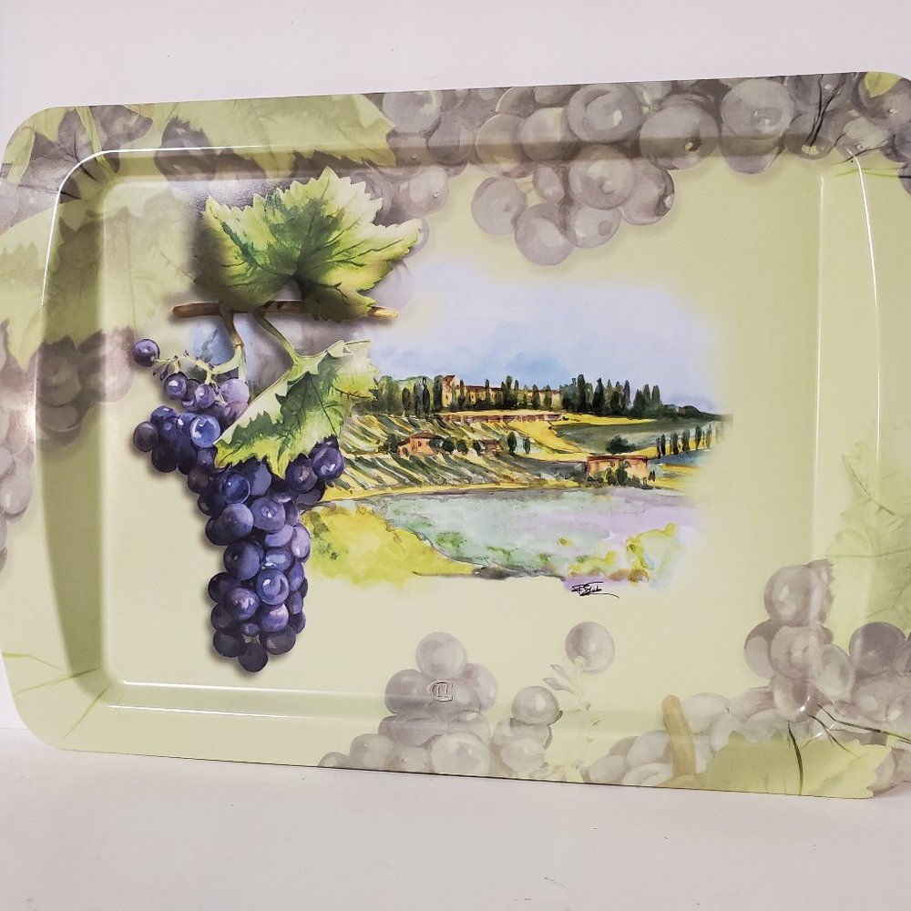 Large Serving Tray Tuscany Grape Vines 20 x 14" Rectangular